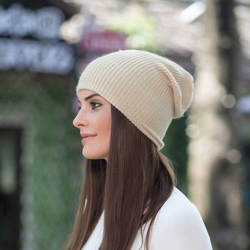 Women Men Soft Knitted Warm Baggy Beanie Hat Unisex Crochet Slouch