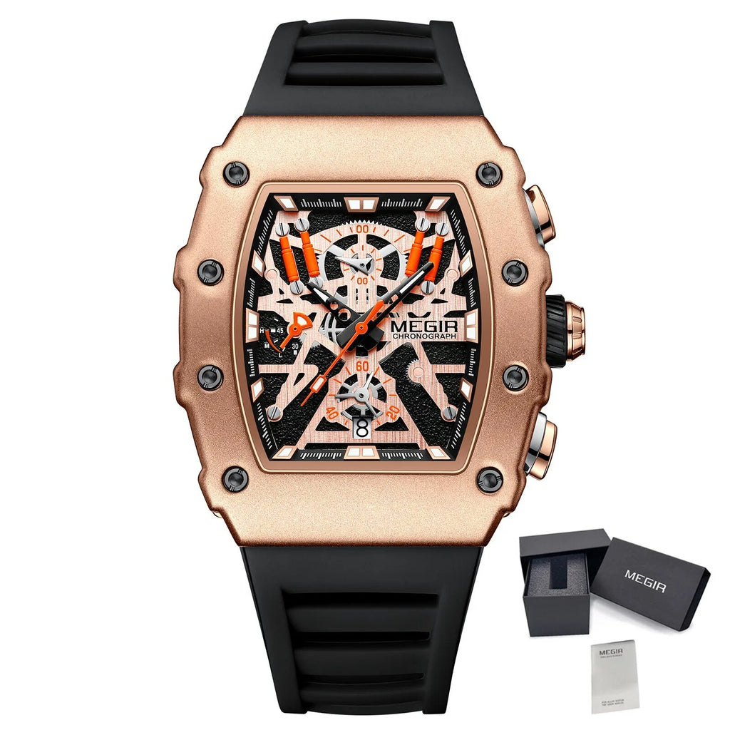 MEGIR Luxury Outdoor Sport Wristwatch for Men Silicone Waterproof Watches Quartz Military Watch Male Clock Chronograph 2218