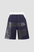 Camouflage Vegan Leather Denim Cargo Jeans Shorts