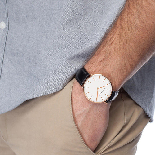 Men's Watch with Waterproof Movement and Leather Strap, European and