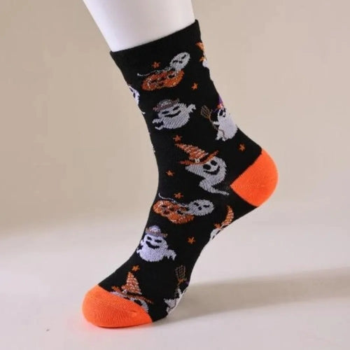 Pumpkin Skeleton Halloween Socks for Women