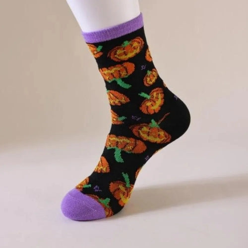 Pumpkin Skeleton Halloween Socks for Women