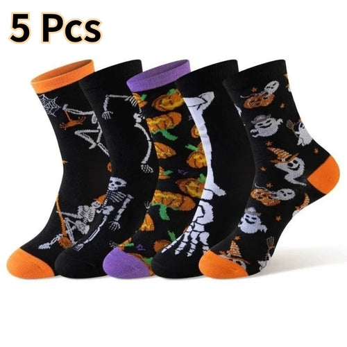 Pumpkin Skeleton Halloween Socks for Women